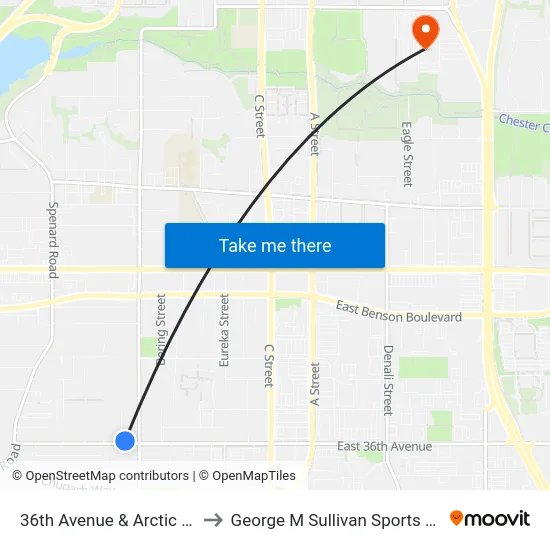 36th Avenue & Arctic Wnw to George M Sullivan Sports Arena map