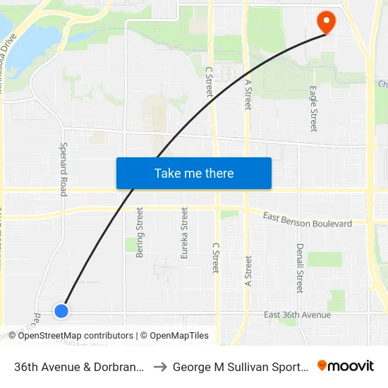 36th Avenue & Dorbrandt Wnw to George M Sullivan Sports Arena map