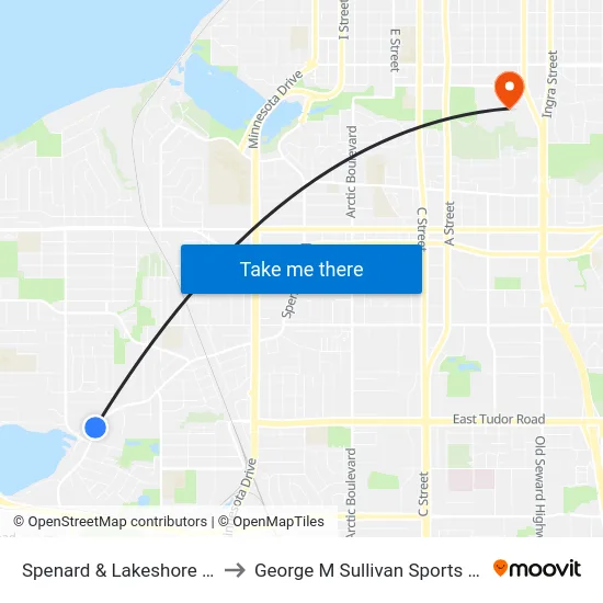 Spenard & Lakeshore Wnw to George M Sullivan Sports Arena map