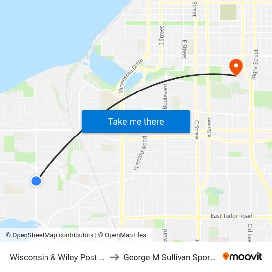 Wisconsin & Wiley Post Ave Sse to George M Sullivan Sports Arena map