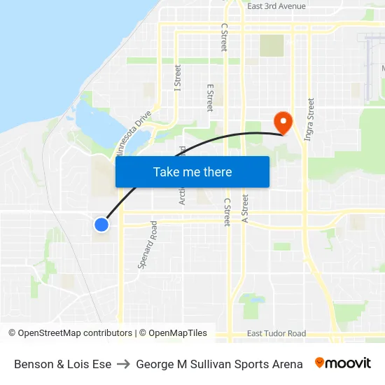 Benson & Lois Ese to George M Sullivan Sports Arena map