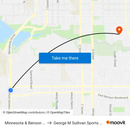 Minnesota & Benson Nne to George M Sullivan Sports Arena map