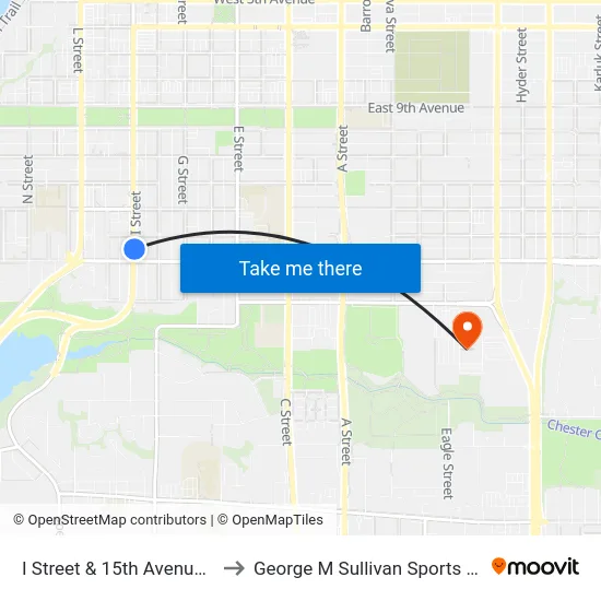 I Street & 15th Avenue Nne to George M Sullivan Sports Arena map