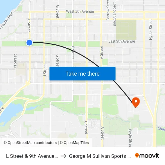 L Street & 9th Avenue Ssw to George M Sullivan Sports Arena map