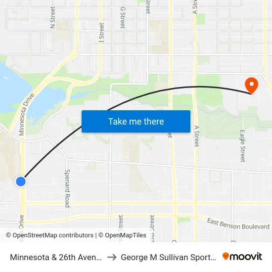 Minnesota & 26th Avenue Ssw to George M Sullivan Sports Arena map