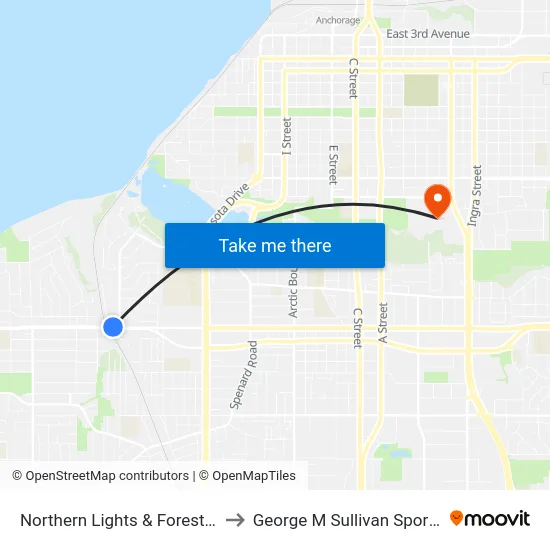 Northern Lights & Forest Pk Wnw to George M Sullivan Sports Arena map