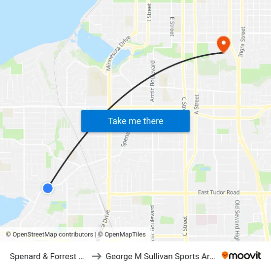 Spenard & Forrest Sse to George M Sullivan Sports Arena map