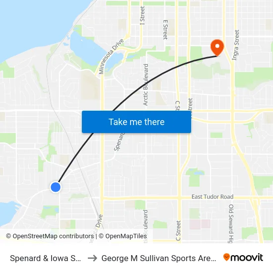 Spenard & Iowa Sse to George M Sullivan Sports Arena map