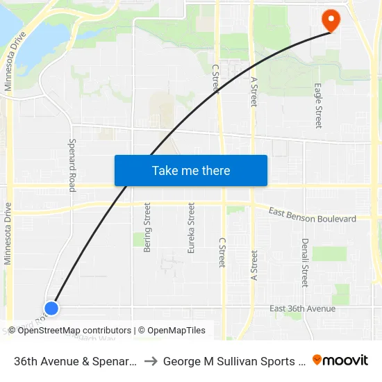 36th Avenue & Spenard Ese to George M Sullivan Sports Arena map