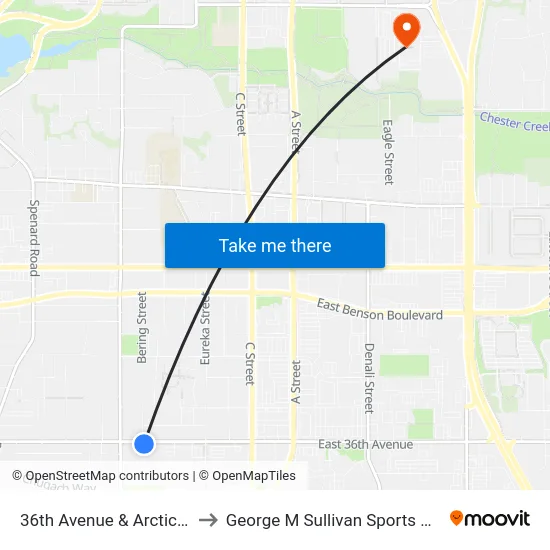 36th Avenue & Arctic Ese to George M Sullivan Sports Arena map