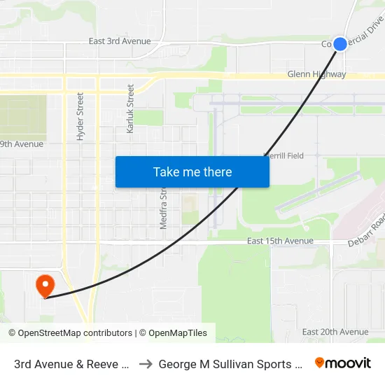3rd Avenue & Reeve Wsw to George M Sullivan Sports Arena map