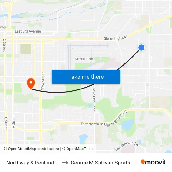 Northway & Penland Ssw to George M Sullivan Sports Arena map