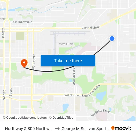 Northway & 800 Northway West to George M Sullivan Sports Arena map