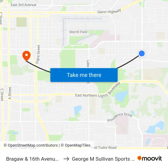 Bragaw & 16th Avenue Nnw to George M Sullivan Sports Arena map