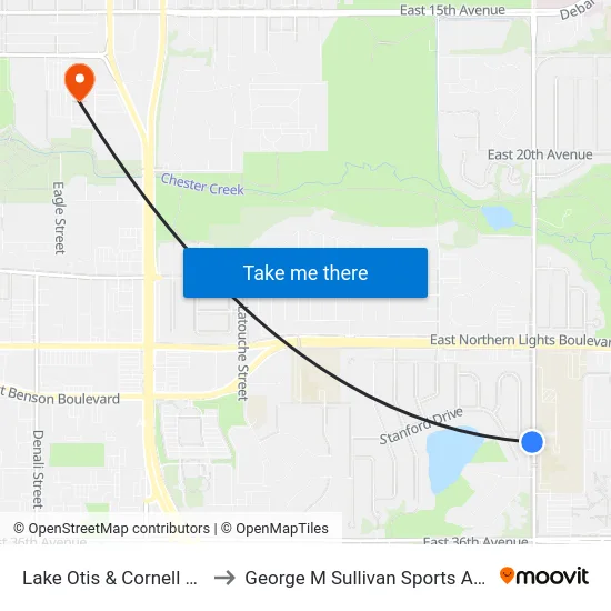 Lake Otis & Cornell Ssw to George M Sullivan Sports Arena map