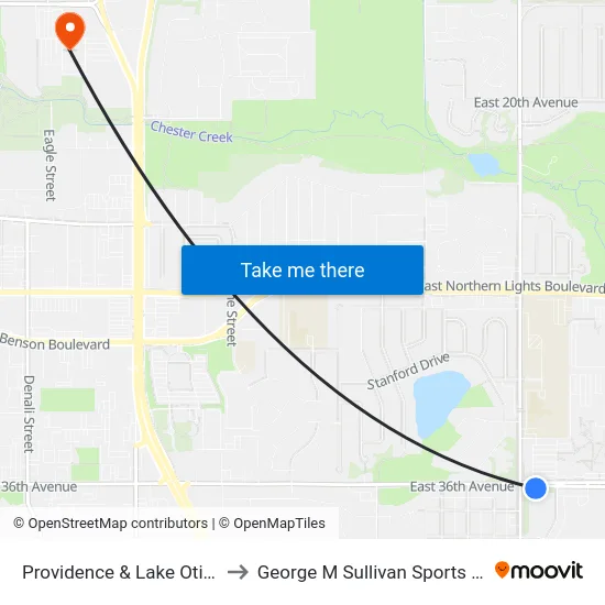 Providence & Lake Otis Ese to George M Sullivan Sports Arena map