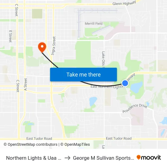 Northern Lights & Uaa Dr Ese to George M Sullivan Sports Arena map
