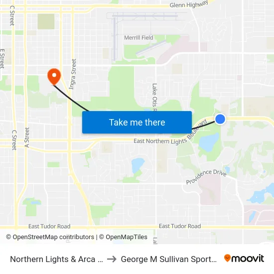 Northern Lights & Arca Dr Ese to George M Sullivan Sports Arena map