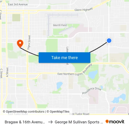 Bragaw & 16th Avenue Nne to George M Sullivan Sports Arena map