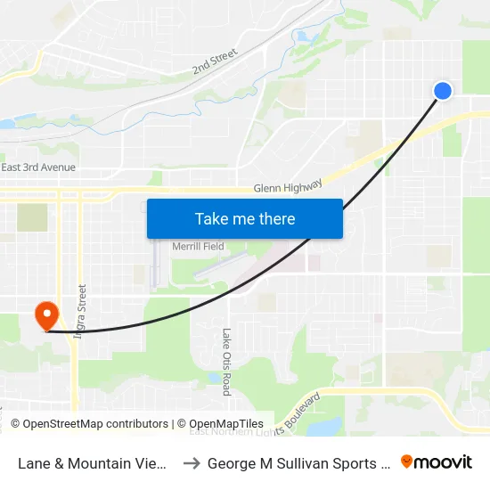 Lane & Mountain View Nne to George M Sullivan Sports Arena map