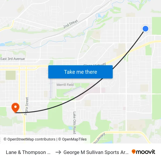 Lane & Thompson Nne to George M Sullivan Sports Arena map
