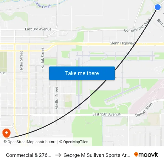 Commercial & 2761 N to George M Sullivan Sports Arena map