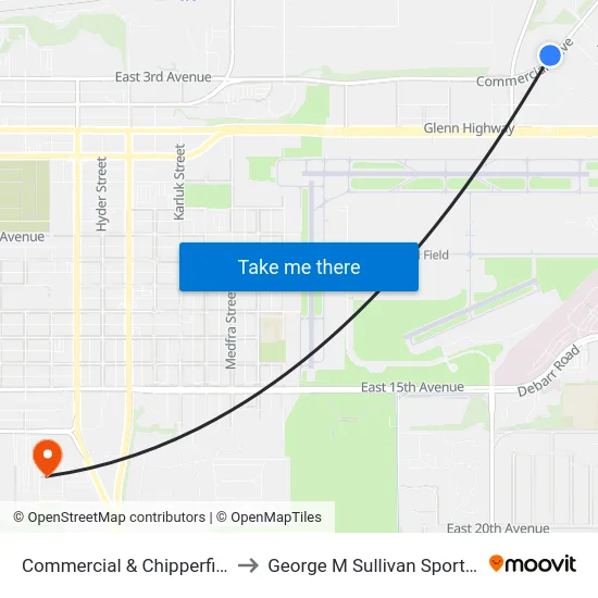 Commercial & Chipperfield Ene to George M Sullivan Sports Arena map