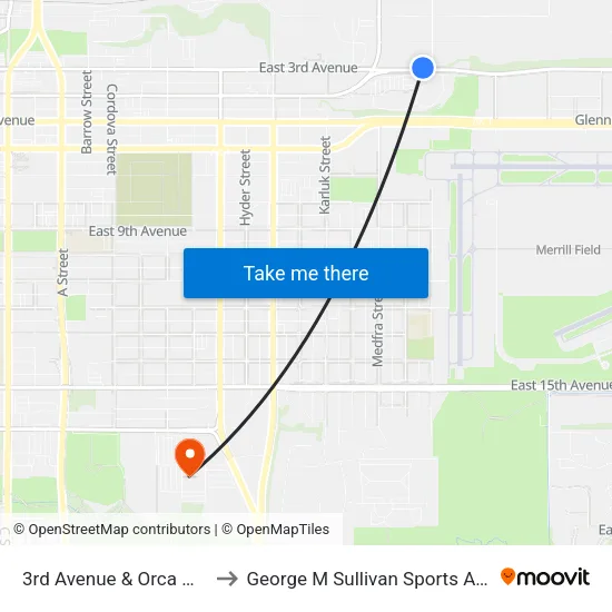3rd Avenue & Orca Wnw to George M Sullivan Sports Arena map