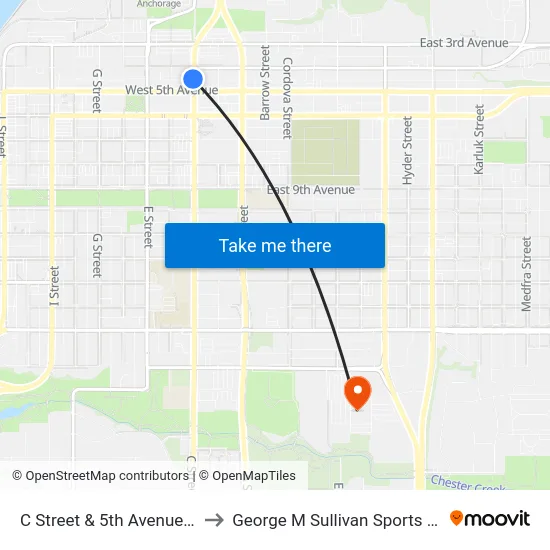 C Street & 5th Avenue Nnw to George M Sullivan Sports Arena map