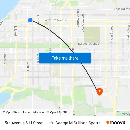 5th Avenue & H Street Wnw to George M Sullivan Sports Arena map