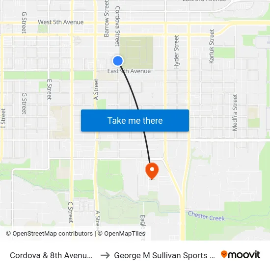 Cordova & 8th Avenue Ssw to George M Sullivan Sports Arena map