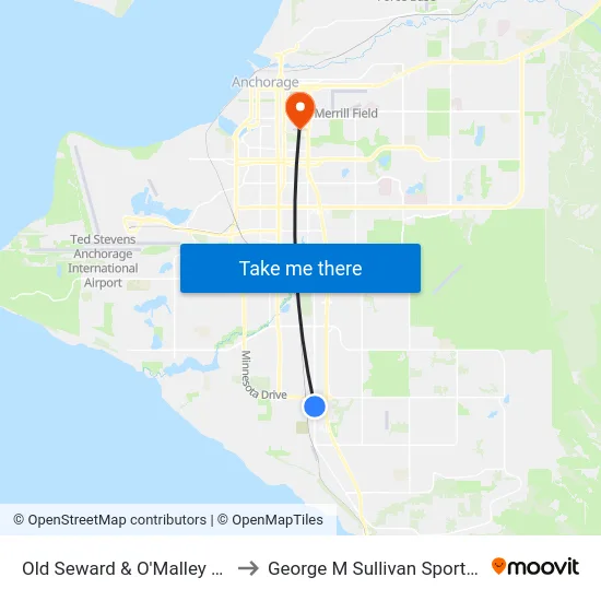 Old Seward & O'Malley Ctr Nne to George M Sullivan Sports Arena map