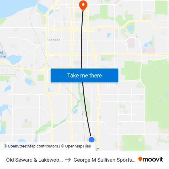 Old Seward & Lakewood Nne to George M Sullivan Sports Arena map