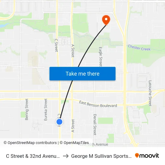 C Street & 32nd Avenue Ssw to George M Sullivan Sports Arena map