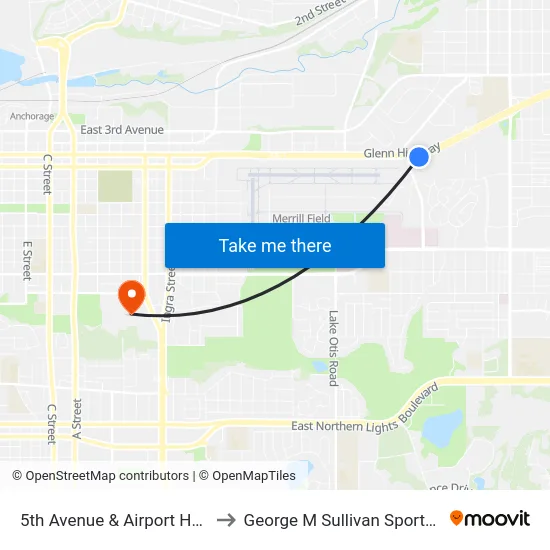 5th Avenue & Airport Hgts Ese to George M Sullivan Sports Arena map