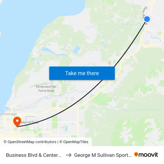 Business Blvd & Centerfield Ene to George M Sullivan Sports Arena map