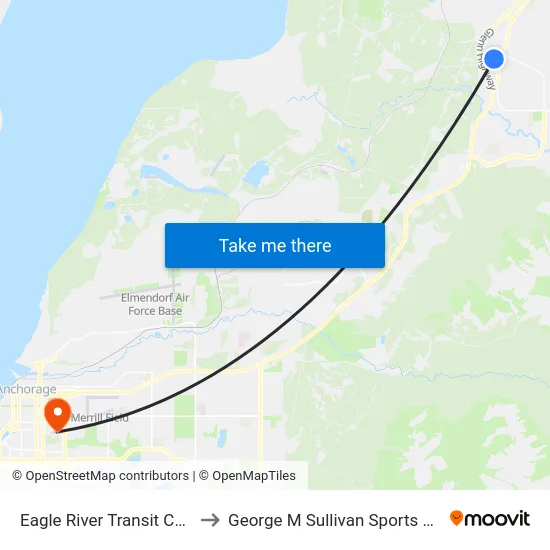 Eagle River Transit Center to George M Sullivan Sports Arena map