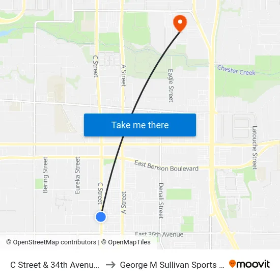 C Street & 34th Avenue Ssw to George M Sullivan Sports Arena map