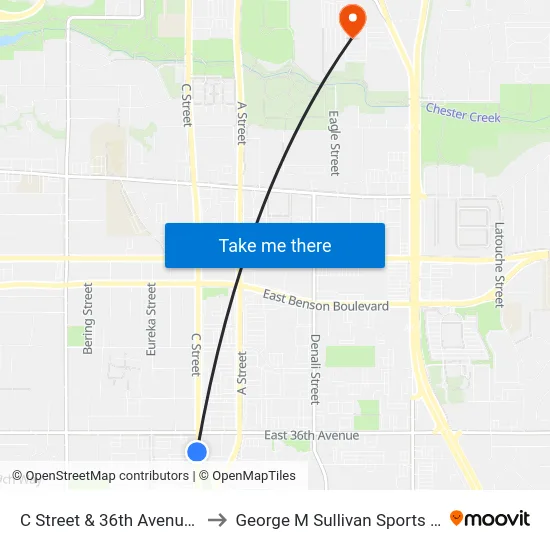 C Street & 36th Avenue Ssw to George M Sullivan Sports Arena map