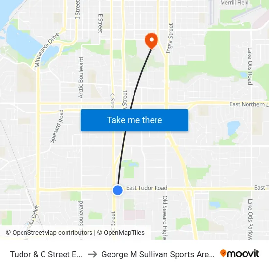 Tudor & C Street Ese to George M Sullivan Sports Arena map