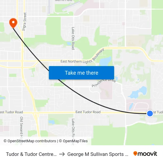 Tudor & Tudor Centre Ese to George M Sullivan Sports Arena map