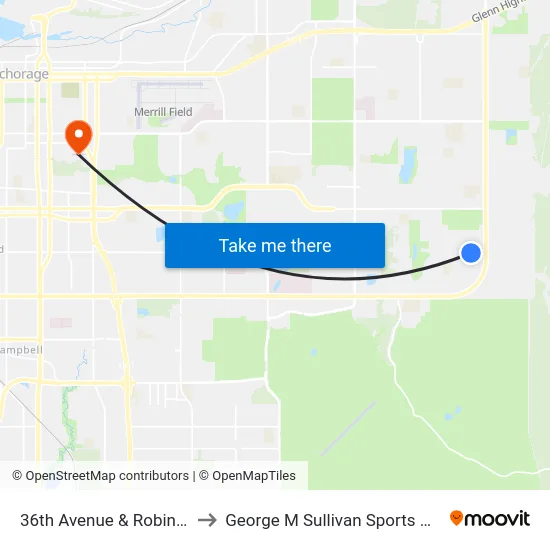 36th Avenue & Robin Ese to George M Sullivan Sports Arena map