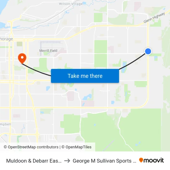 Muldoon & Debarr East Nne to George M Sullivan Sports Arena map