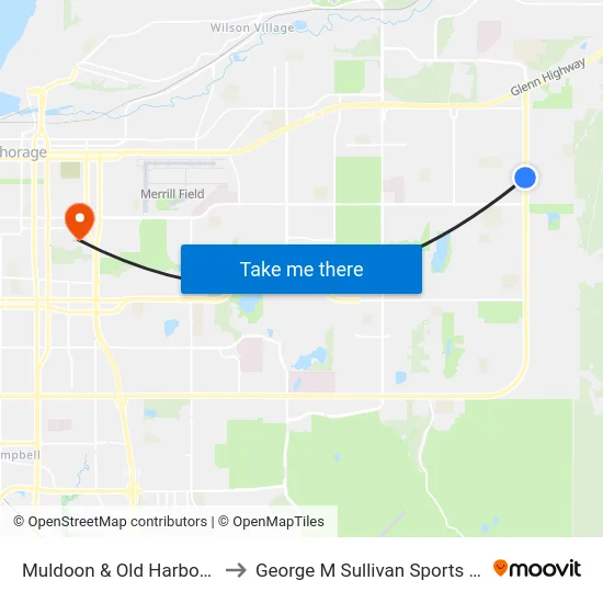 Muldoon & Old Harbor Ssw to George M Sullivan Sports Arena map