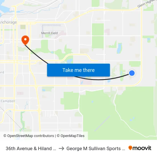 36th Avenue & Hiland Wnw to George M Sullivan Sports Arena map