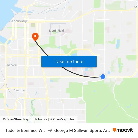 Tudor & Boniface Wnw to George M Sullivan Sports Arena map