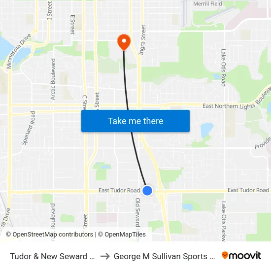 Tudor & New Seward Wnw to George M Sullivan Sports Arena map