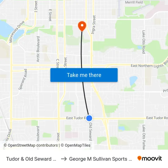 Tudor & Old Seward Wnw to George M Sullivan Sports Arena map