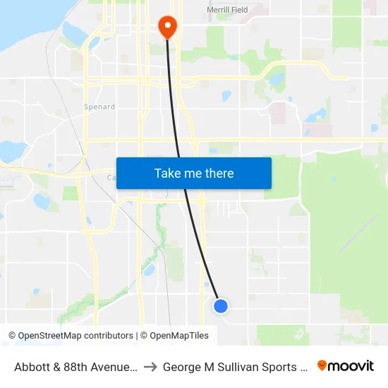 Abbott & 88th Avenue Nne to George M Sullivan Sports Arena map