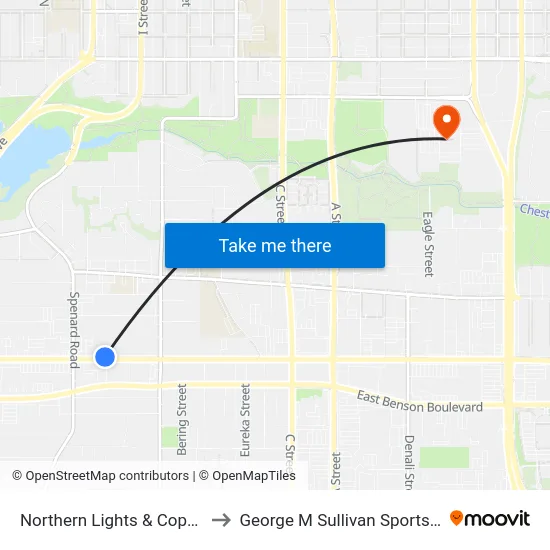Northern Lights & Cope Wnw to George M Sullivan Sports Arena map